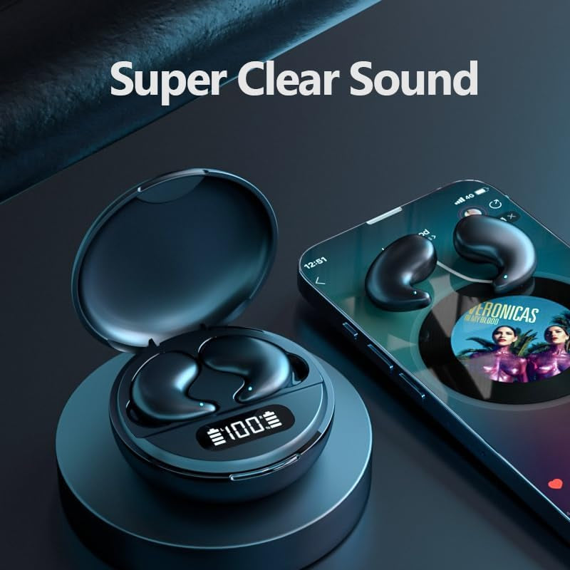 Wireless Sleep Earbuds, Comfortable Invisible Mini Sleeping Headphones for Side Sleepers, Noise Cancelling IPX4 Waterproof Bluetooth 5.3 Earphones for Sleeping Running Workouts (Black)